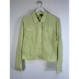 Jones New York Womens Light Green Linen Button-Front Jacket XL Lightweight New